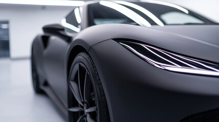 Sleek Matte Black Sports Car Showcasing Modern Automotive Design and Innovation