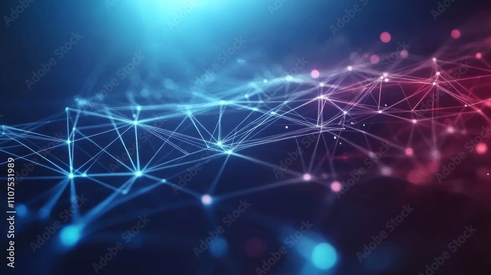 Poster abstract 4k digital data technology background featuring a futuristic plexus network with low poly s
