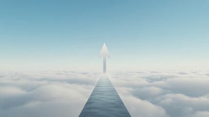 An arrow cutting through a fog of uncertainty, leading toward a bright, clear horizon, symbolizing the thrill and uncertainty of venturing into the unknown on an adventurous journey, Photorealistic
