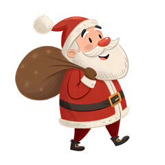 Christmas Santa Illustration on Clear Background