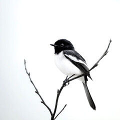 Obraz premium Black and white bird on branch.