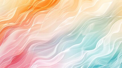 Obraz premium Abstract pastel wavy background with smooth flowing lines in orange, pink, and teal gradient.