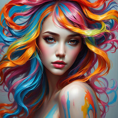 Fototapeta premium portrait of a woman with colors