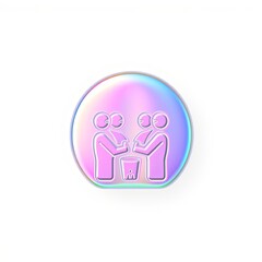 Fototapeta premium 3D Joyful Transparent Collective Bargaining Icon with Color-Shifting Iridescent Design for Digital Art and Illustrations, Copy Space