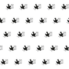 Fototapeta premium Seamless pattern with flying funny birds carrying an envelope