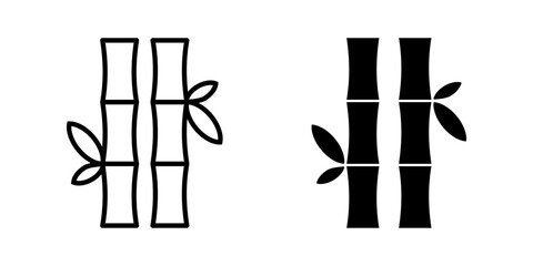 bamboo Icon set. Symbol isolated white background. vector illustration. color editable.