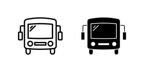 bus Icon set. Symbol isolated white background. vector illustration. color editable.