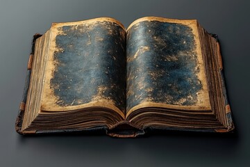 Vintage Book on Gray Table with Blank Pages