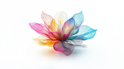 Abstract Gradient lily water flower mesh art. rainbow flower art from mesh for background and wallpaper. AI wallpaper. color vivid nature background. Generative AI.