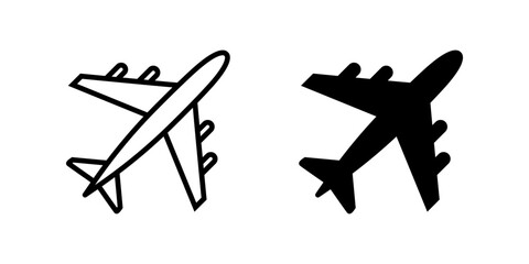 plane Icon set. Symbol isolated white background. vector illustration. color editable.