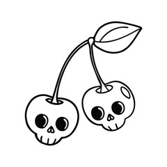 cherry and apple outline for coloring book page
