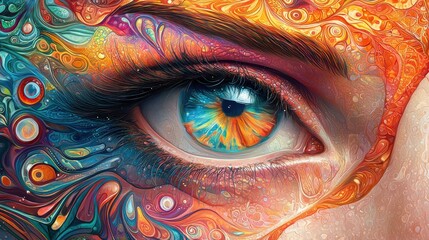 Colorful Abstract Eye Art with Vivid Patterns and Textures