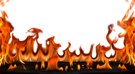 A fiery border of flames at the bottom, isolated on transparent background, PNG file, perfect for graphic design.