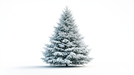 Fototapeta premium Elegant Snowy Christmas Tree on White Background