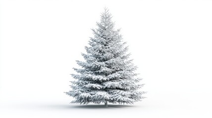 Fototapeta premium Elegant Snowy Christmas Tree on White Background