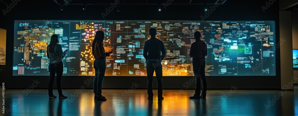 Poster A group observes an interactive digital display in a museum setting.