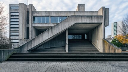 Obraz premium Preservation of brutalist architecture, ensuring the survival of iconic concrete designs in modern cities