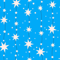 Seamless pattern with stars. Vector cartoon illustration