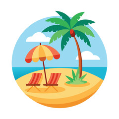 Fototapeta premium Summer Beach Vacation Essentials Vector - Tropical, Relaxing, Travel
