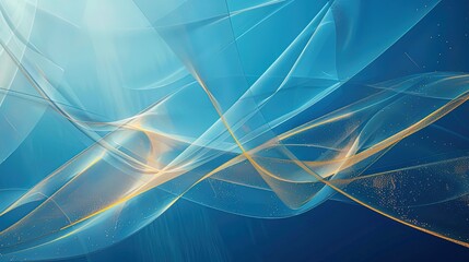 Abstract Blue And Gold Swirling Lines Design