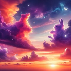 sunset sky with clouds