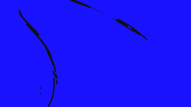 Water waves into the boat. On isolated blue background. Video looped, loop.