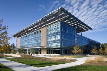 Energy-efficient buildings designed to minimize energy consumption and reduce carbon footprints
