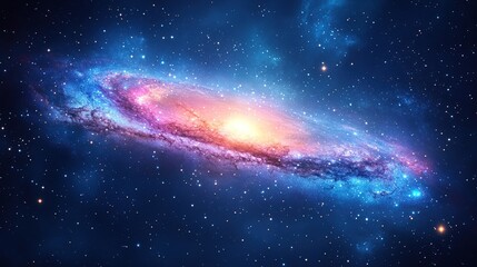 Obraz premium A vibrant galaxy with swirling colors and stars, showcasing the beauty of the universe.
