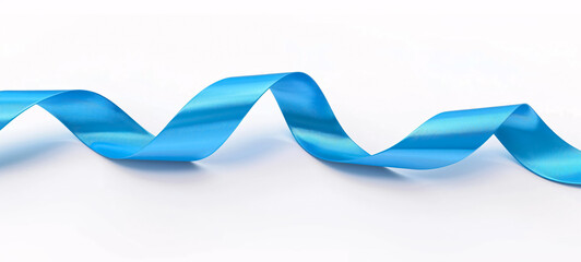 A smooth blue ribbon rendered in 3D, isolated on a white background.