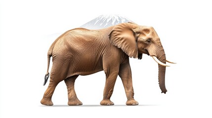 Obraz premium Stunning elephant standing gracefully against a majestic mountain backdrop, showcasing the beauty of wildlife in nature.