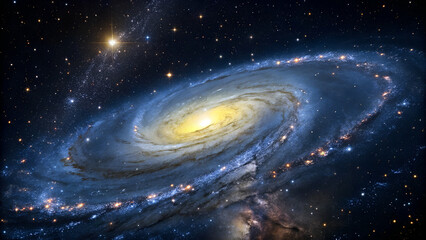 Fototapeta premium Galaxy Image, space, spiral, Abstract background. Traveling through star fields in space star burst light, Blue bright galaxy panorama, abstract cosmic space background, artistic 3D galaxy