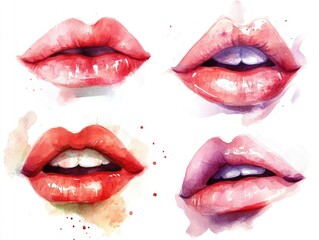 Obraz premium Watercolor lip paintings