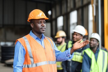Warehouse supervisor gives instructions, smooth team coordination