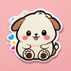Fototapeta premium An adorable cartoon puppy sticker with big eyes and a playful expression, perfect for adding a touch of cuteness to your projects and messages.