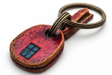 House Keychain on Isolated White Background