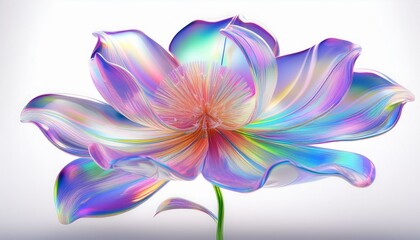 Iridescent flower on isolated white background