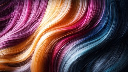 Fototapeta premium Colorful hair strands creating a vibrant and wavy pattern