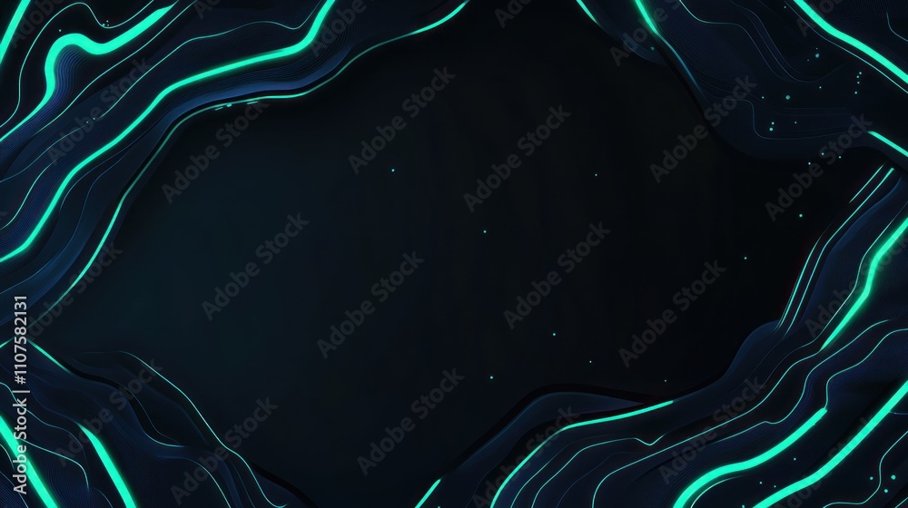 Poster abstract dark background with glowing lines, suitable for digital designs or presentations.