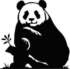 Simple panda logo vector illustrations. Panda bear silhouette. Lazy panda animal Logo type concept icon. Cute panda cartoon isolated on white background