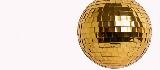 Gold Disco Ball against White Backdrop