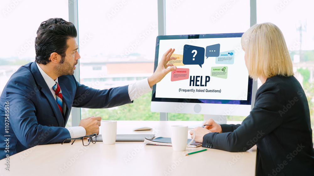 Poster help screen on the website provide answer to faq frequently asked question snugly with knowledge inf