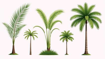 Obraz premium Watercolor botanical illustration featuring an exotic palm tree on a pure-white backdrop