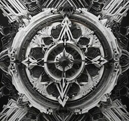 Obraz premium Black and white intricate design with geometric shapes, decorative, geometric