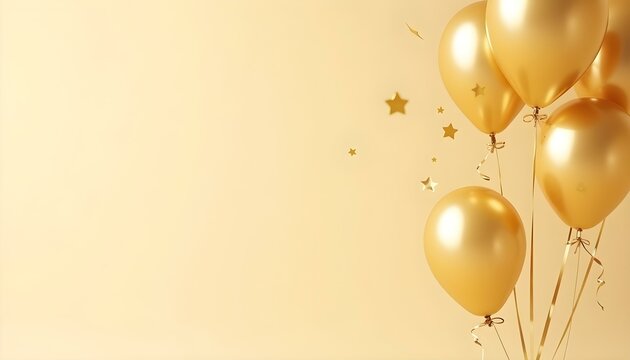 Fondo de fiesta con globos dorados y espacio sencillo para texto