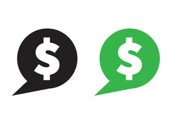 Obraz premium Comment dollar icon set. money marketing bubble vector symbol. price dollar dialogue sign in black filled and outlined style.