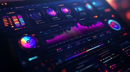 Fototapeta premium Modern data visualization and analysis technology overview