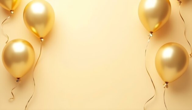 Fondo de fiesta con globos dorados y espacio sencillo para texto