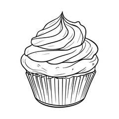 Cupcake illustration coloring page - coloring book for kids