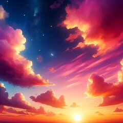 sunset sky with clouds