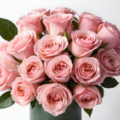 Fototapeta premium Closeup shot of pink rose bouquet isolated on a white background with a copy space
